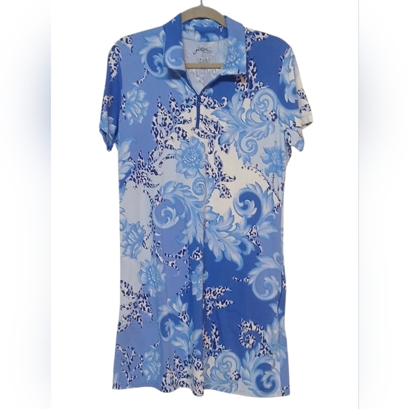 Gottox - NWOT Multi Colored Shift Dress, Zipperd Neck, Short Sleeve, Collared - Picture 2 of 11